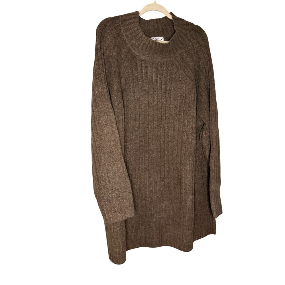 Ava & Viv brown ribbed cowl neck sweater dress